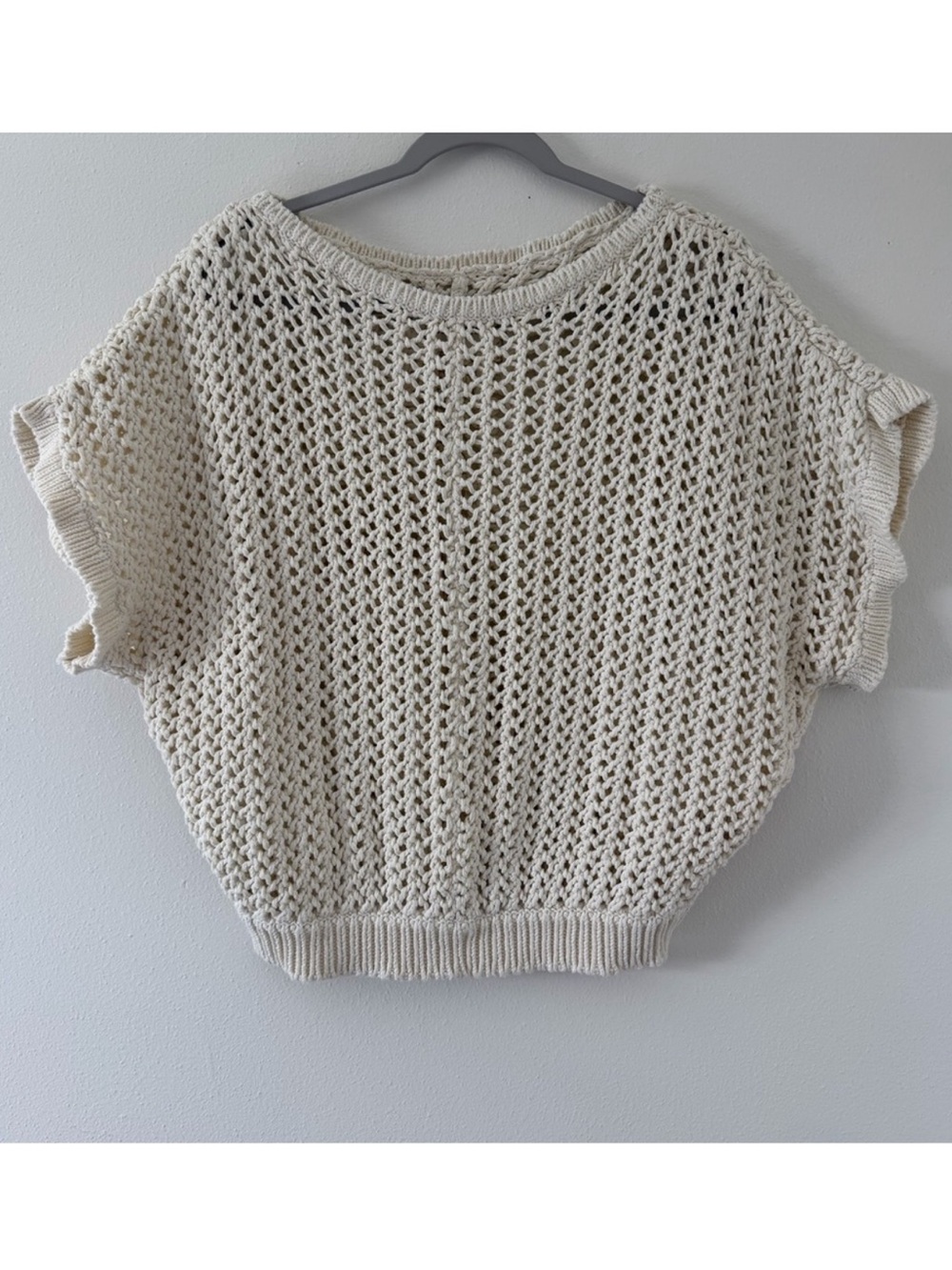 Free People Cream Crochet Knit Top, EUC, size S - Picture 6 of 13